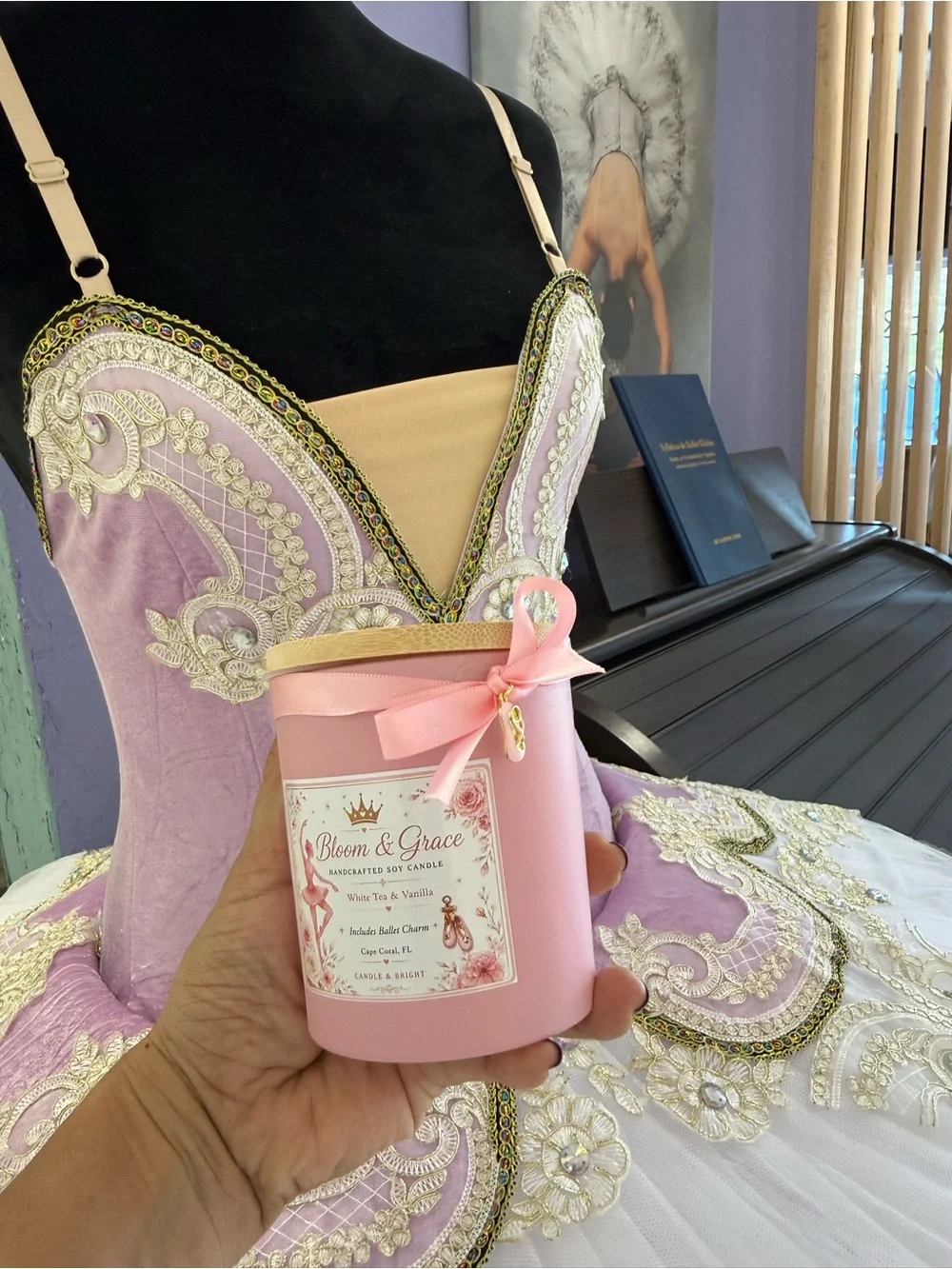 White Tea & Vanilla Soy Candle — Pink Decorative Jar